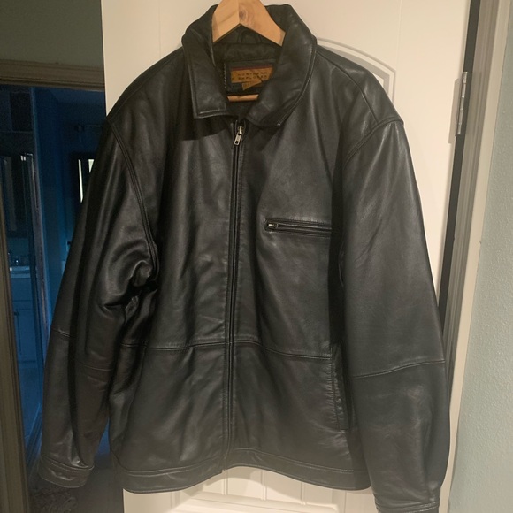 Northern Explorer Black Genuine Leather Jacket - Picture 1 of 4